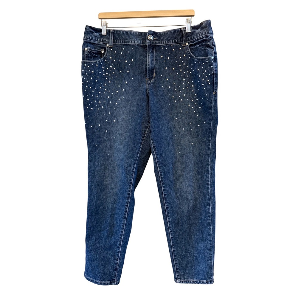 Lane Bryant Wmns Plus Size 18 Sparkly Rhinestone Embellished Bling Skinny Jeans